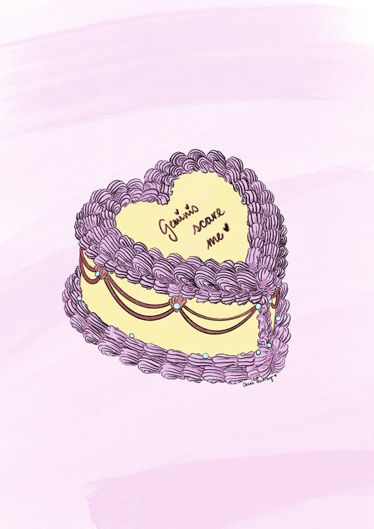 STAR CAKE: Gemini’s scare me 🤍 heart shaped cake print