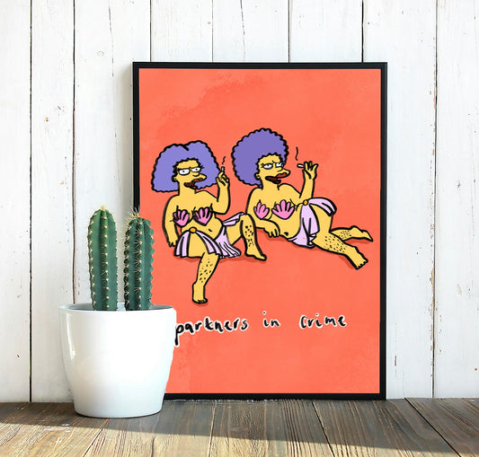 PRINT: sisterly love 💛 patty and selma beach print