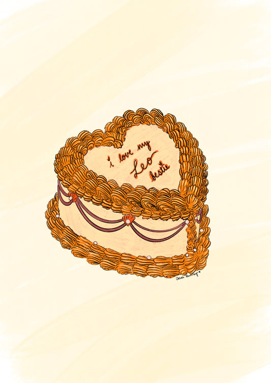 STAR CAKE: I love my Leo bestie heart shaped cake print
