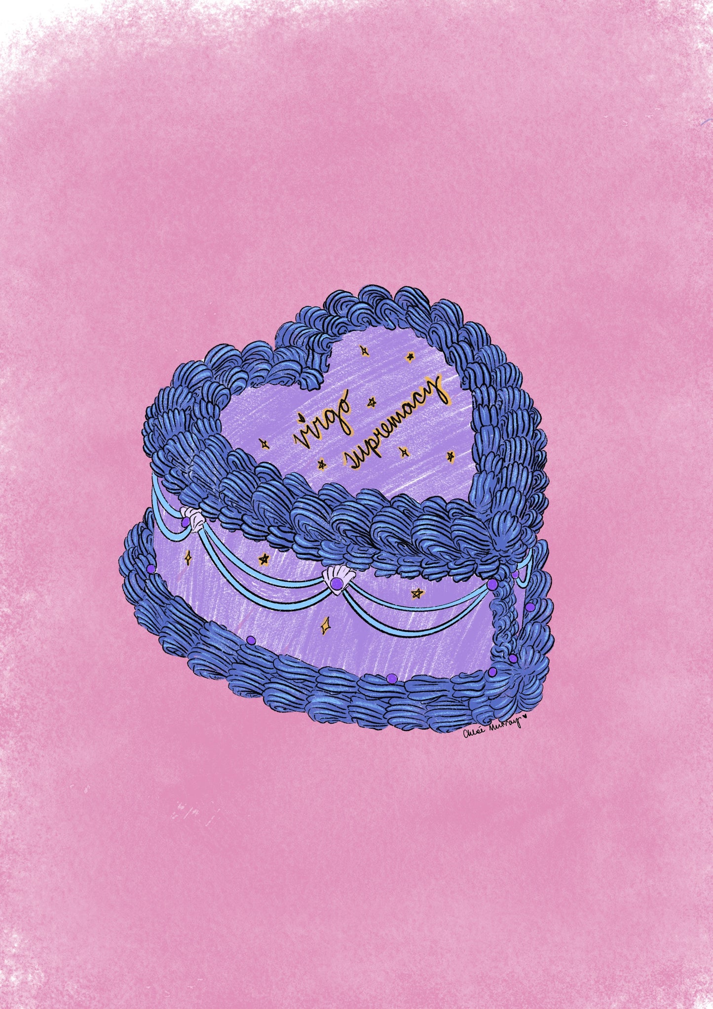 STAR CAKE: Virgo supremacy heart shaped cake print