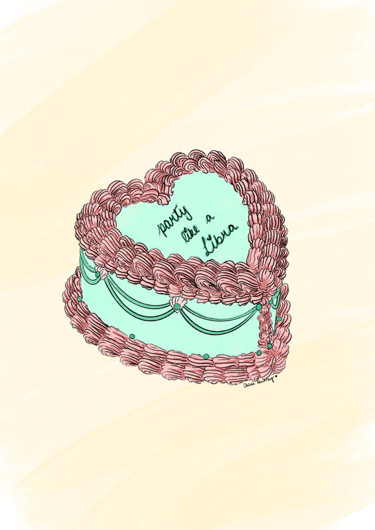 STAR CAKE: party like a libra heart shaped cake print